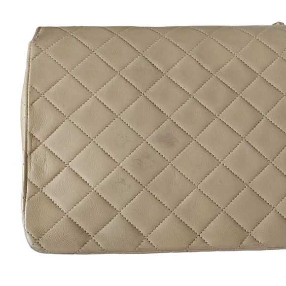 Chanel Beige Classic Quilted Matelasse Lambskin Bag - Picture 9 of 17